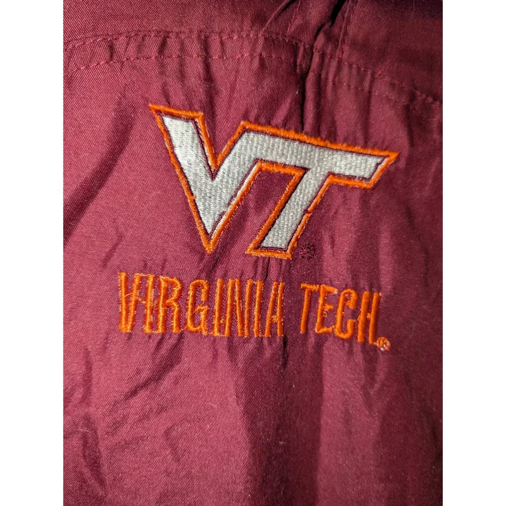 Vtg Virginia Tech Hokies Kids Quarter Zip Lined Pullover 90 Jacket 12/14 Red Oak